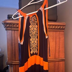 Spense Vibrant Orange and Black Dress